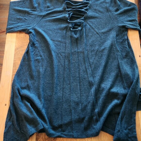 Torrid lace-up back shark hem sweater - Picture 3 of 6